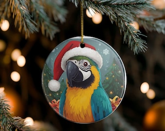Ceramic Parrot Christmas Ornament: Festive Holiday Tree Decor