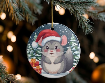 Chinchilla Christmas Ornament: Ceramic Holiday Decor, Gift for Pet Lovers