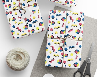 Retro Geschenkpapier, 90er Jahre Party Geschenkpapier