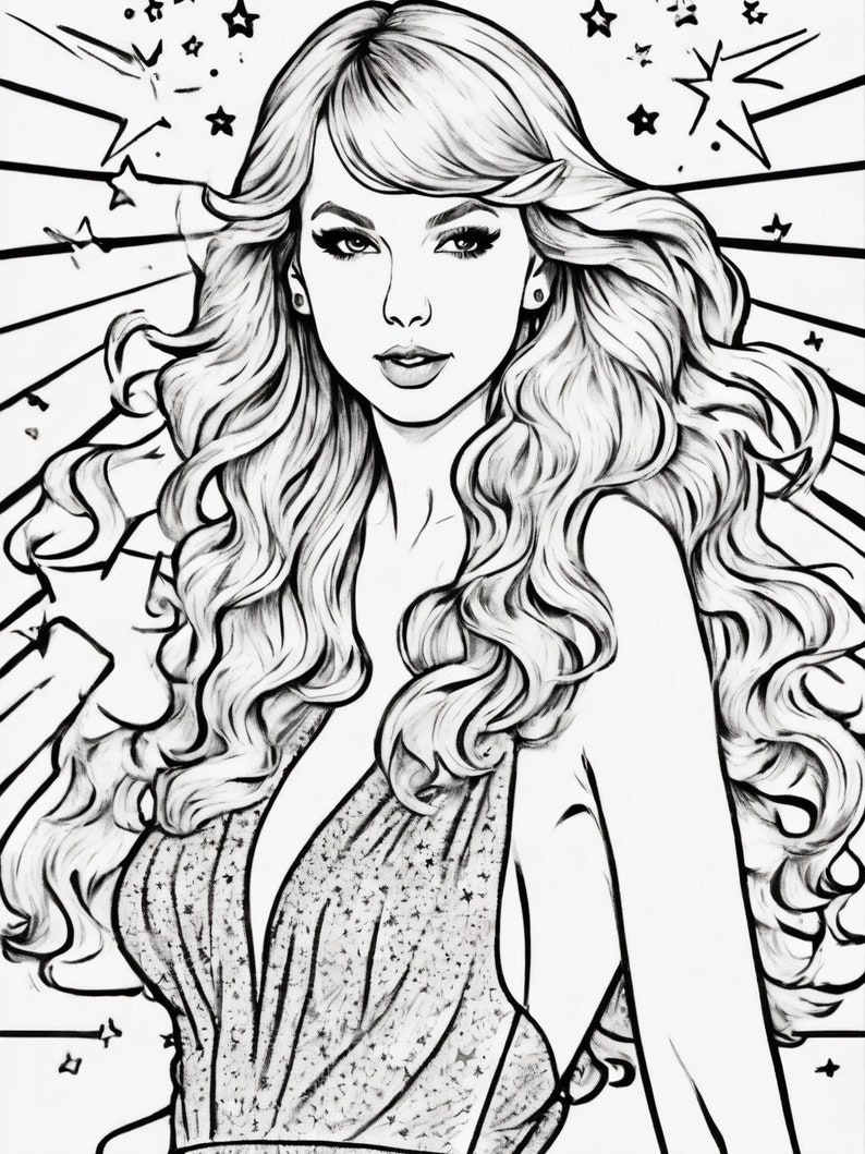 Taylor Swift Fearless Era Coloring Pages Instant Download Party Ideas
