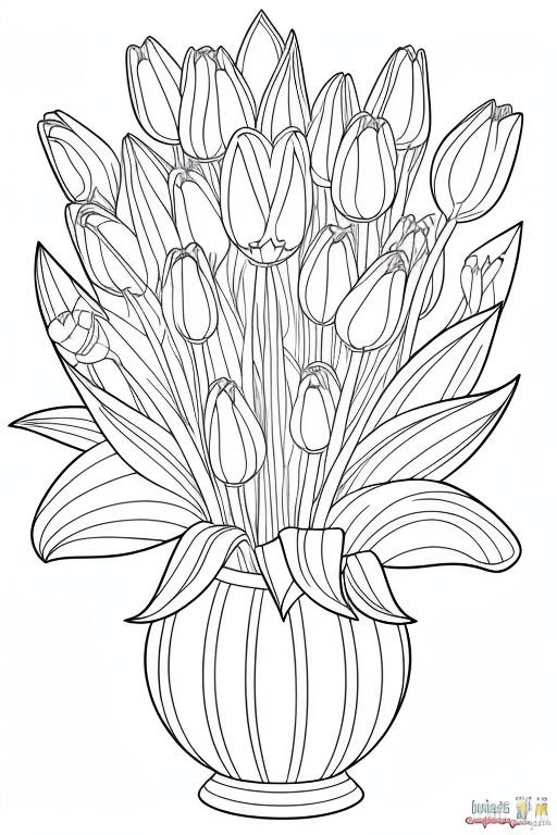 Tulip Coloring Sheet for Adults and Kids / Doodle Coloring Page ...