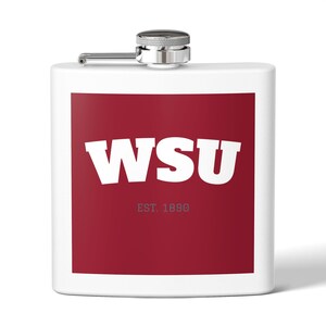 WSU Stainless Steel Flask, Perfect for Tailgating, Gift for Him, College Student Essentials, Drinking, gift for students, Cougars fan items