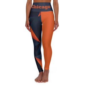 Chicago Football Themed High Waisted Leggings, Chicago Football Leggings, Women's Leggings, Game day pants, Chicago Fan Leggings, gift
