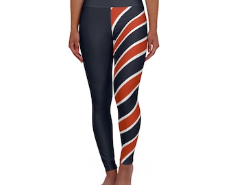 Blue and Orange striped leggings, cute yoga pants, sports fan leggings, Chicago Football Themed Leggings, Gift for Her, Christmas Gift