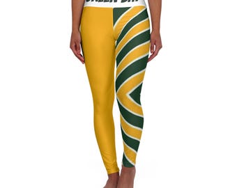 Green Bay Football Themed Leggings, womens leggings, green bay yoga pants, cute leggings, gift, green bay football pants, fan gift