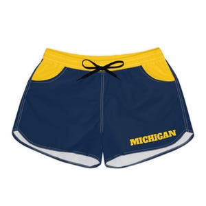 Blue and Yellow Women&#39;s Casual Shorts, University of Michigan themed shorts, Sports Shorts, Summer, Athletic Shorts, College gear, gift