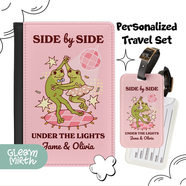Passport cover&Luggage tags Frog, Personalized Couple, Passport wallet, passport cover and luggage tag set, travel gift for men and women