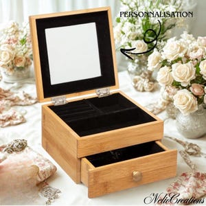 Boîte à bijoux personnalisée - boîte en bois personnalisé - idée cadeau personnalisé - organisateur à bijoux - meilleur cadeau - idée cadeau