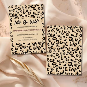 Neutral Leopard Gepard Einladungsvorlage, Gepard Druck Einladen, Let's Get Wild Geburtstagseinladung, Tier Druck Einladen | Telefon & Drucken