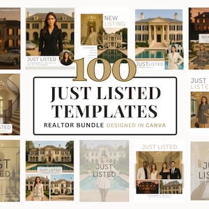 100 Just Listed Real Estate Canva Templates | Instagram Grid & Story Posts