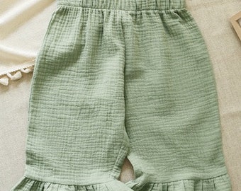 Kids Muslin Pants //Toddler Muslin Pant // Kids Muslin Pants// Ruffle detailed