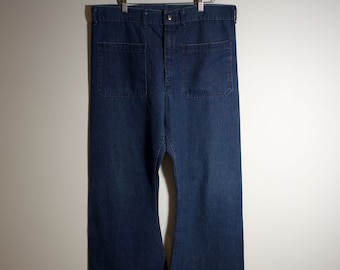 Vintage Seafarer Dungarees / US Navy Jeans / High Waist Sailor Pants / True 90's Clothing