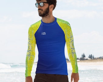 Mahi Mahi Heren Rash Guard, UPF shirt met lange mouwen, oceaangeïnspireerde badkleding, zeelevenprint, sportkleding, visshirt