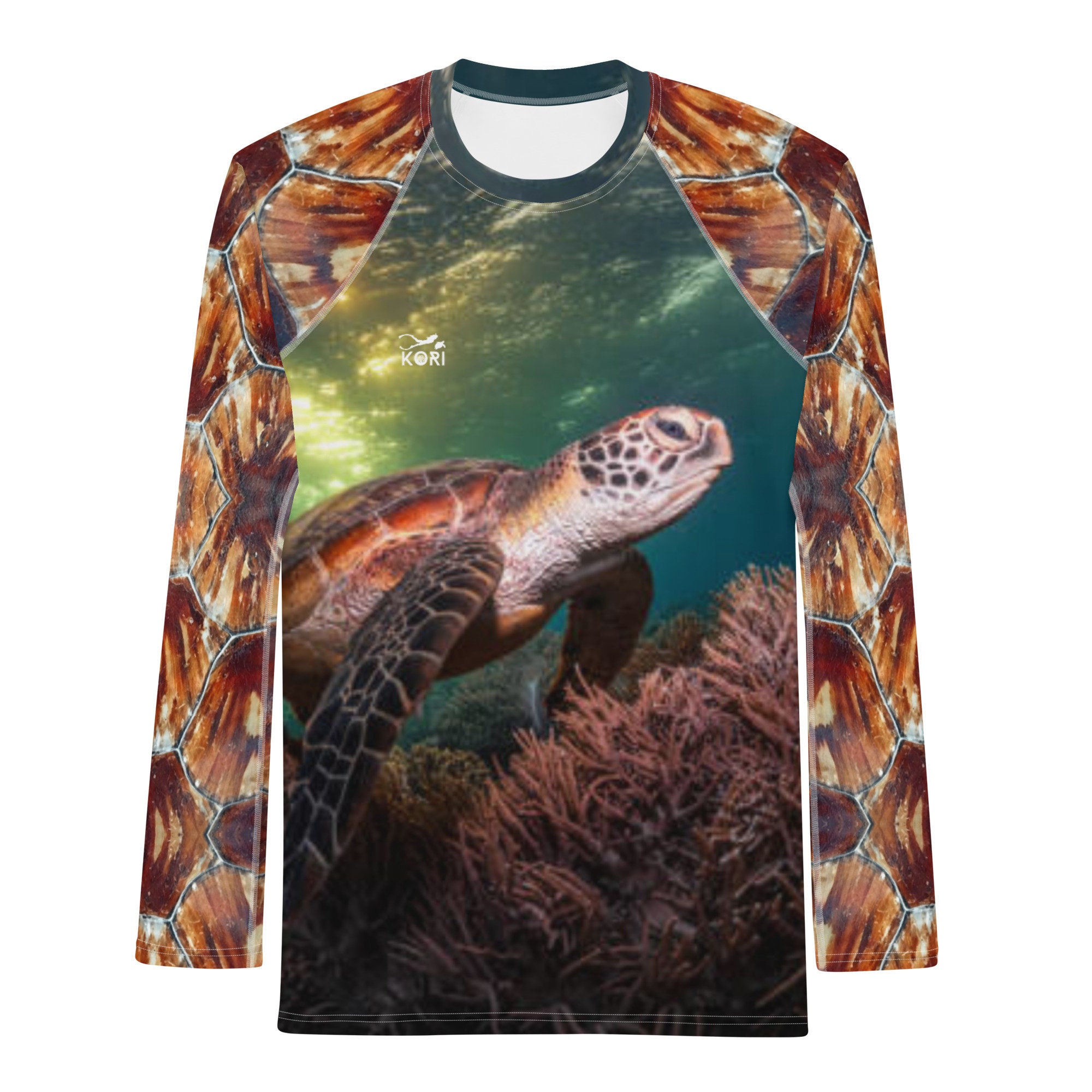 Turtle Rash Guard Green Sea Turtle Mens Rash Guard, Long-sleeve, Surf Top, UPF50, Sun ...