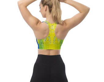 Haut long avec soutien-gorge de sport dos nageur Mahi Mahi, inspiration océan, vêtements de sport de sport, haut Mahi