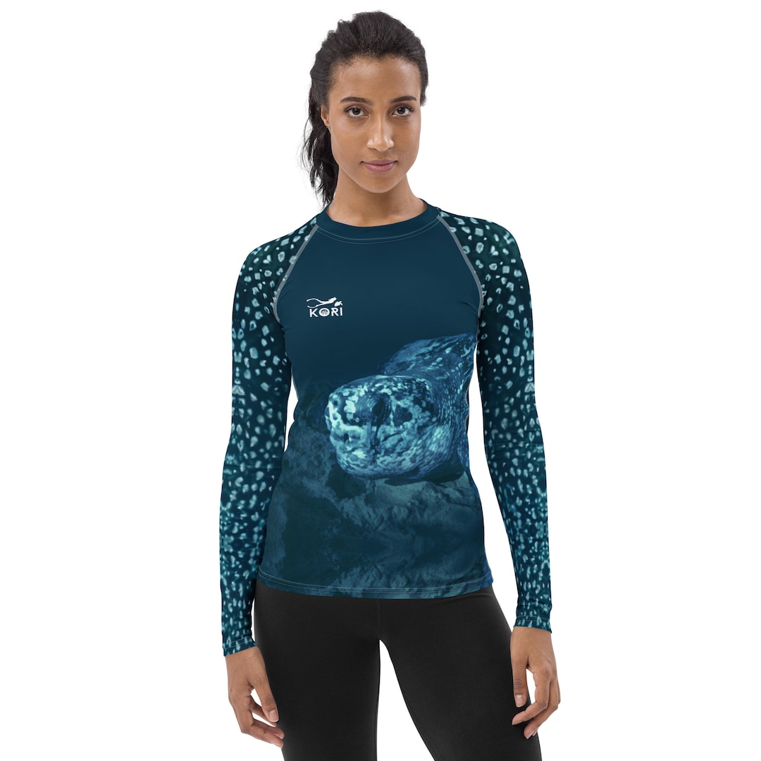 Leatherback Sea Turtle Womens Rash Guard, UPF Long-sleeve Shirt, Ocean ...