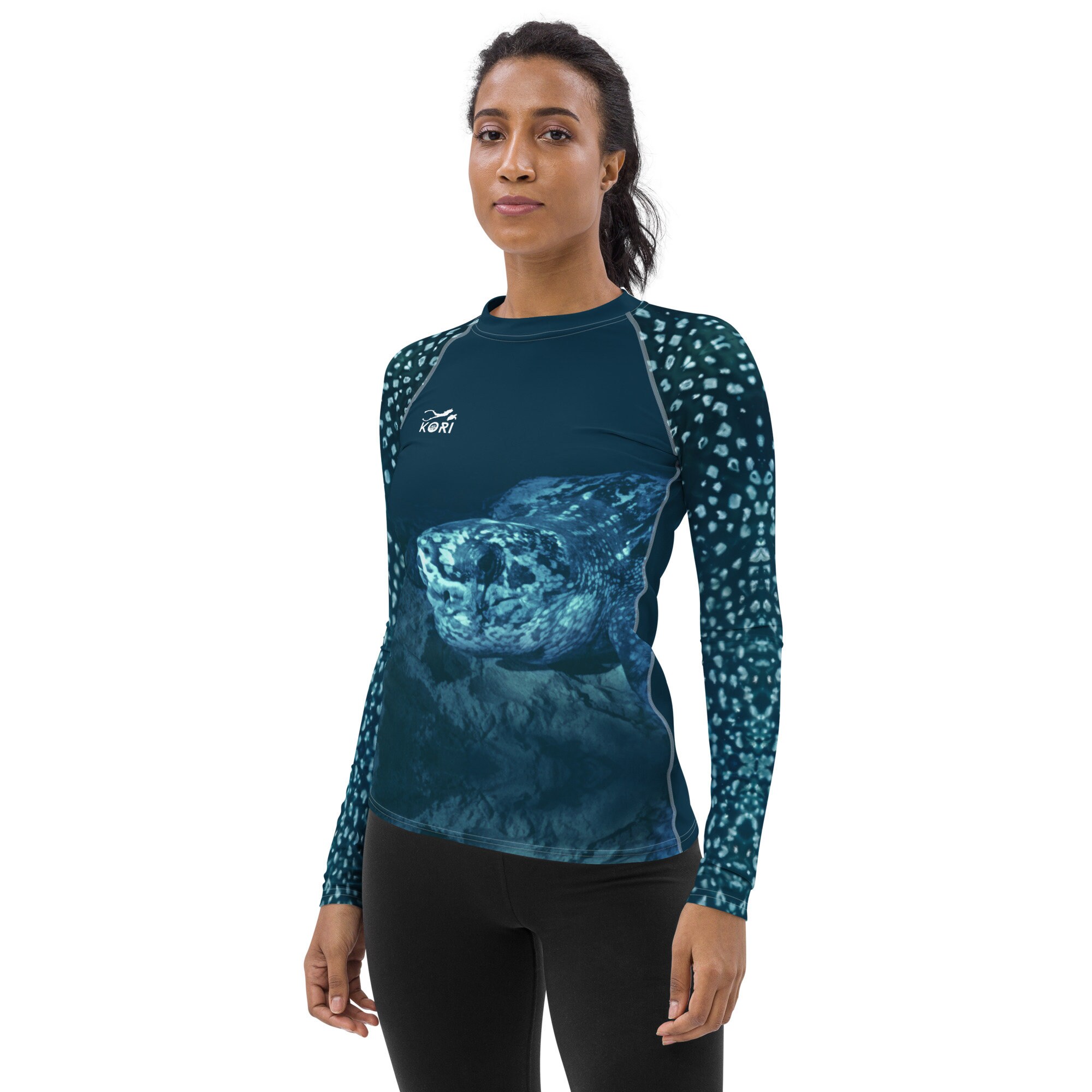 Turtle Rash Guard Leatherback Sea Turtle Womens Rash Guard, UPF Long-sleeve Shirt, Ocean ...