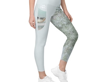 Leggings Ridley di Kemp con tasche, Leggings da donna, Abbigliamento ispirato all'oceano, Leggings Activewear, Amanti delle tartarughe marine