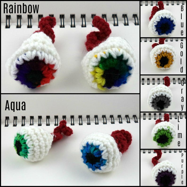 Crocheted Eyeball Cat Toy with bell, choose your color image 3