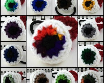 Crocheted Eyeball Ponytail Holder (choose your colors)