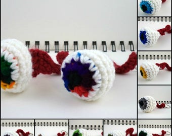 Crocheted Eyeball Key Ring (choose your color)