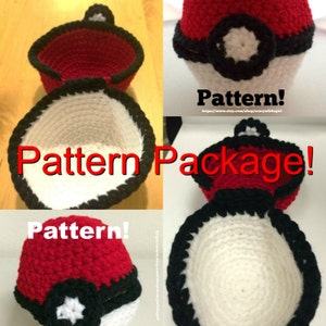 TWO Crochet Patterns for Large and Medium Pokemon-Inspired Hinged Monster Catching Ball PATTERNS ONLY image 1