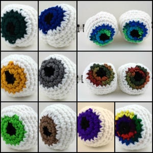 Large Crocheted Eyeball Cat Toy with catnip and bell, choose your color image 1
