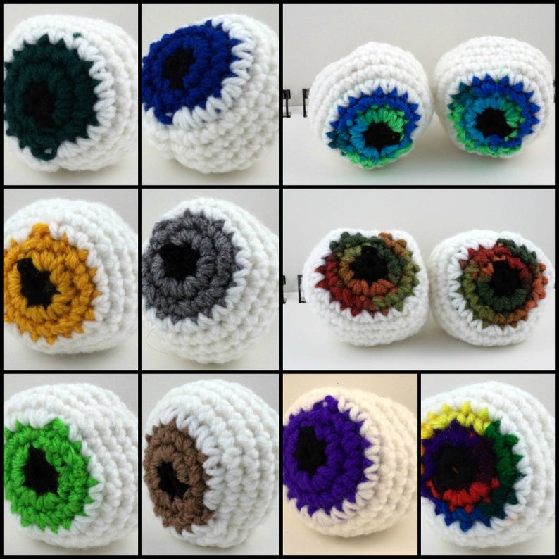 Large Crocheted Eyeball Cat Toy with Catnip and Bell, Choose Your Color
