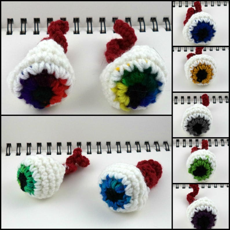 Crocheted Eyeball Cat Toy with bell, choose your color image 2