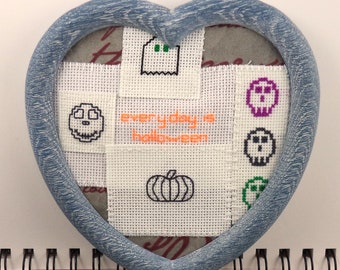 Cross-Stitched "Every Day is Halloween" - Heart Frame