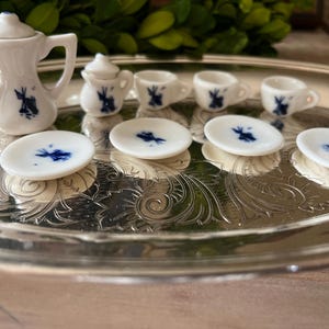 Dollhouse tea set flow blue transferware 12 piece set