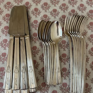 Rogers Art deco monogrammed R extra silver plated vintage flatware set of 24 pieces