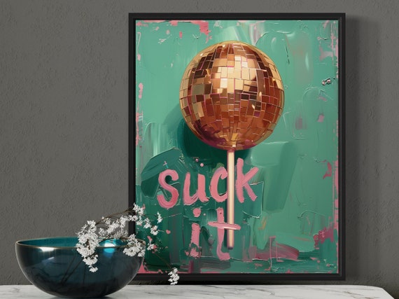 Gold Disco Ball Painting: Trendy Green Wall Art