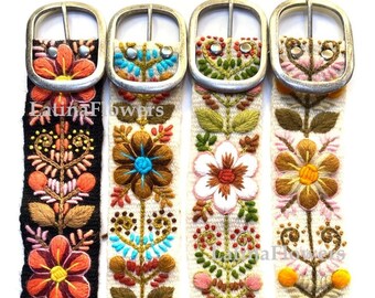 Cinture ricamate a mano Cinture ricamate peruviane colorate floreali cintura etnica floreale cintura boho regali di lana per la sua cintura etnica floreale