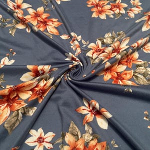 Soft Brushed Stretch Knit Floral Stripe Print 1 Yard