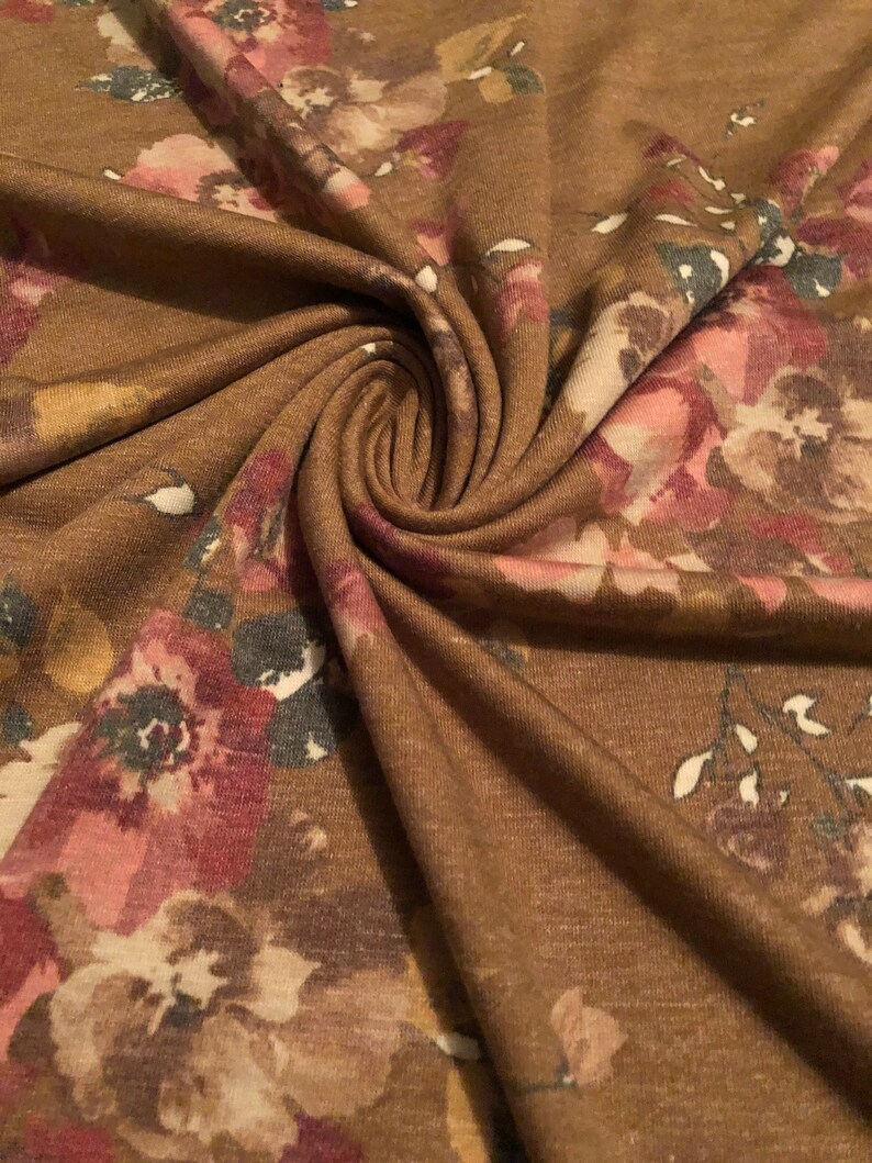 Knit Fabric Jersey Knit Floral Pattern 1 Yard