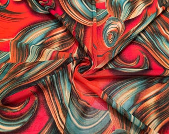 Stretch Mesh Fabric Multi Color Swirl Print 2 Yards