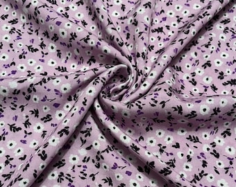 Rayon Challis Fabric Tiny Leaves Print