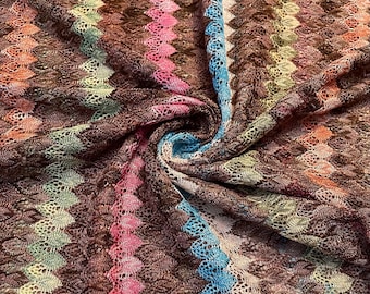 Crochet Design Fabric Multi Color Pattern 1 Yard