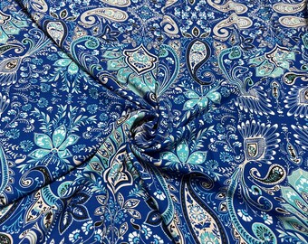 Wool Dobby Fabric Paisley BOHO Print  2 Yards