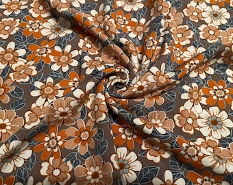 Knit Fabric: Ribbed Knit Fabric Floral Print 1 Yard