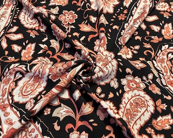 Rayon Challis Fabric Floral Paisley Print