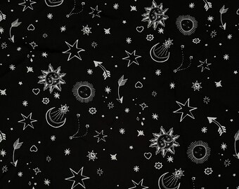 Rayon Challis Fabric Celestial Print 2 Yards