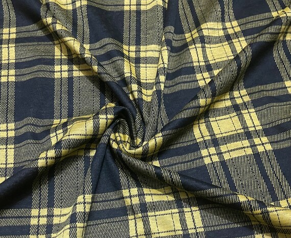 Double Knit Fabric Ponte Roma Knit Plaid Pattern 1 Yard
