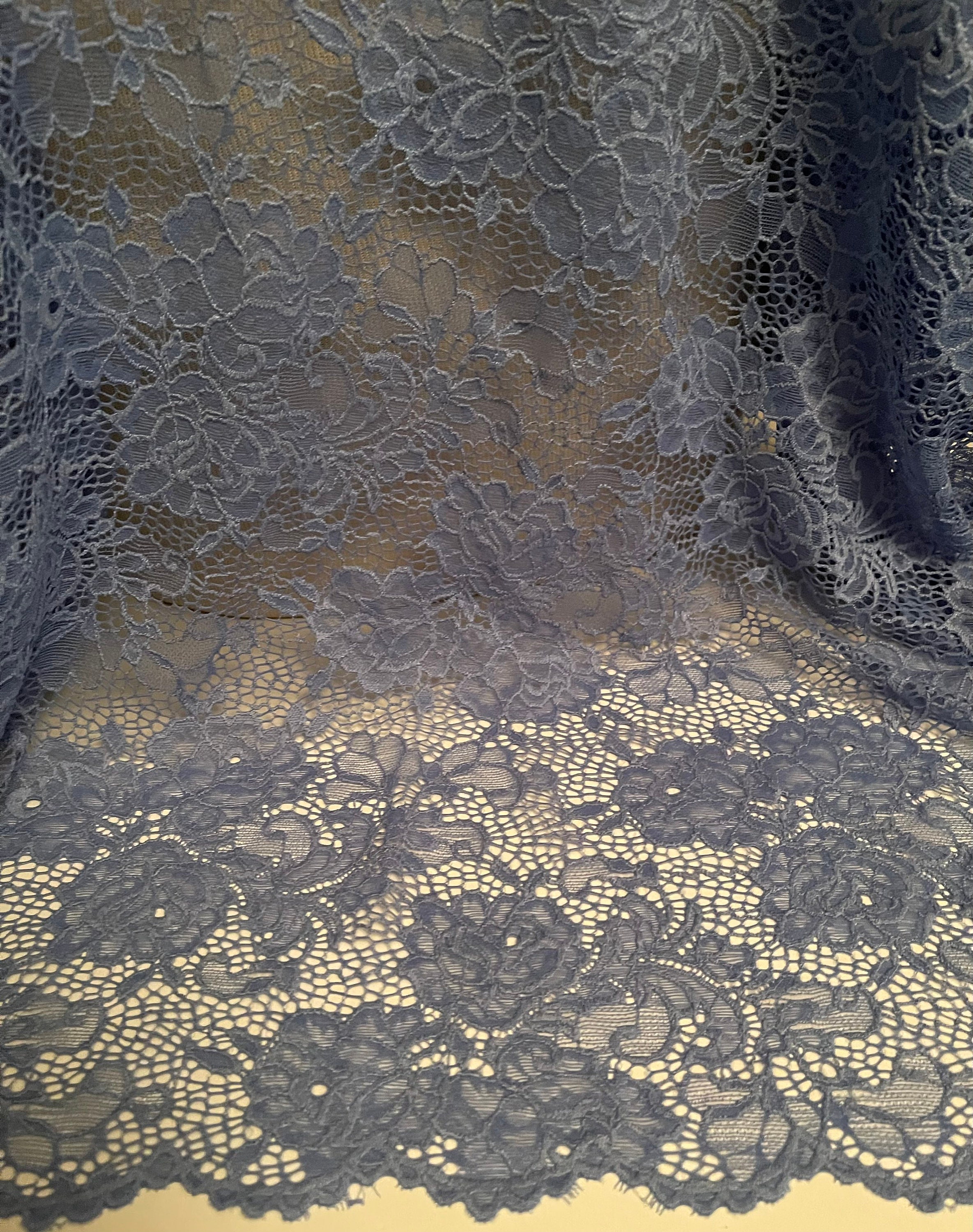 Floral Pattern on Black Stretch Lace Fabric by The Yard 