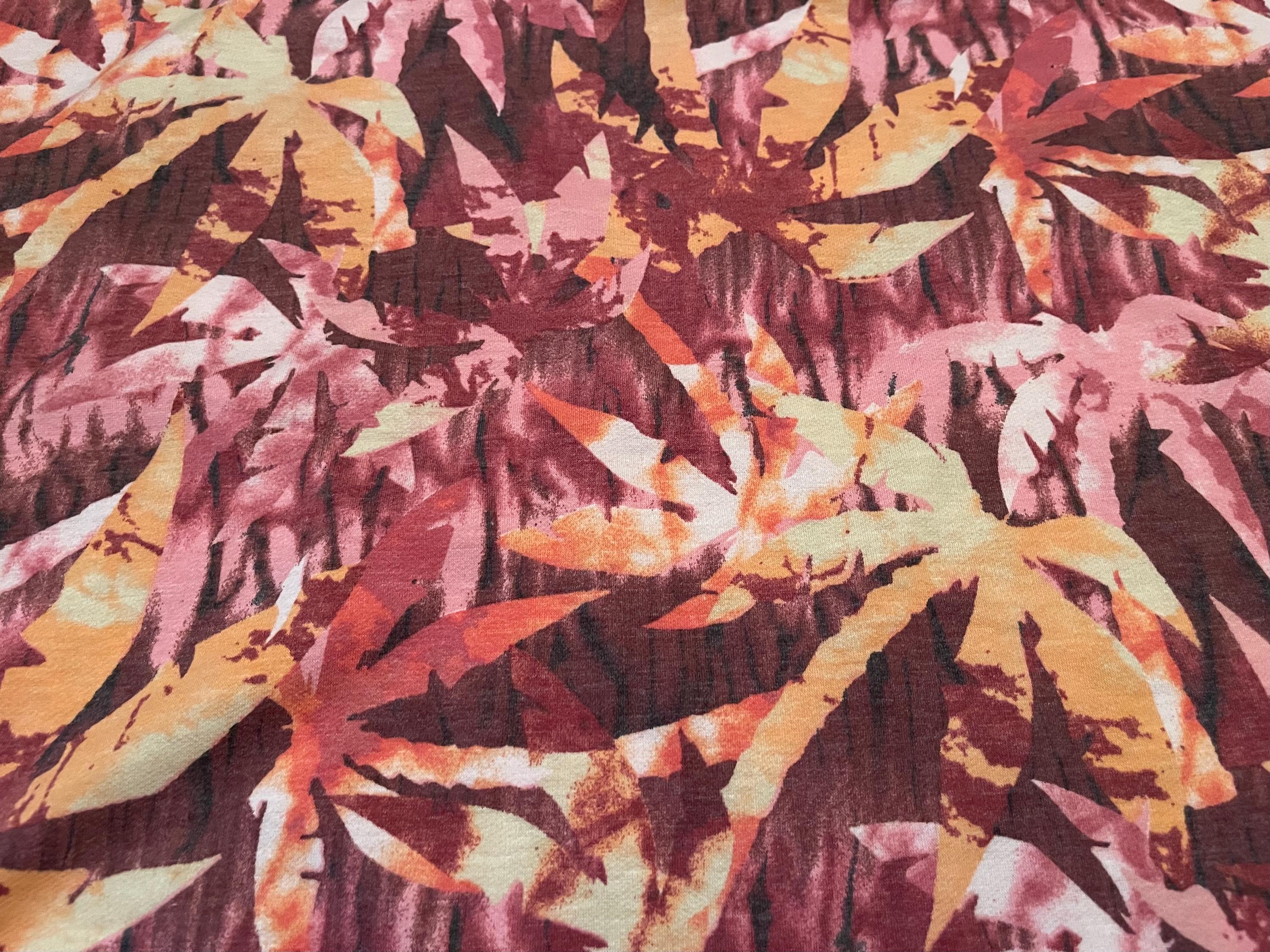 Terry Fabric Pattern French Terry Knit Fabric Leaves Pattern 1 Yard - Etsy
