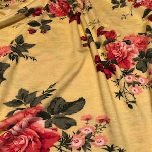 Stretch Rayon Jersey Knit Floral Pattern 2-Yards