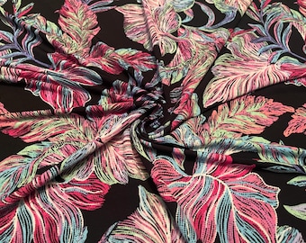 Stretch Polyester Venezia Fabric Leaves Print