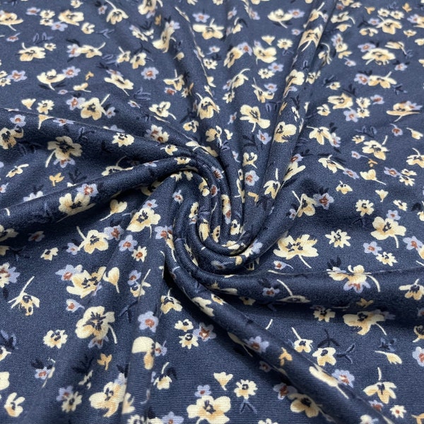 Soft Brushed Stretch Knit Fabric Tiny Floral Pattern 1 Yard