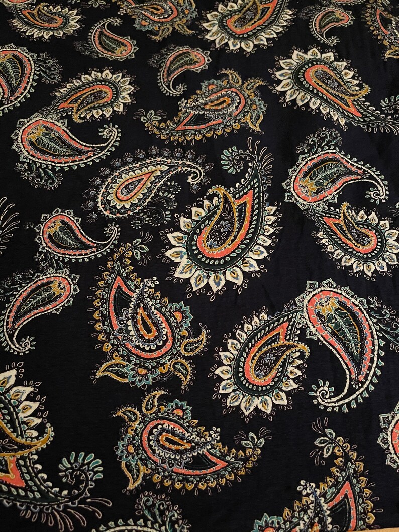 Stretch Rayon Jersey Knit Paisley Pattern 1 Yard